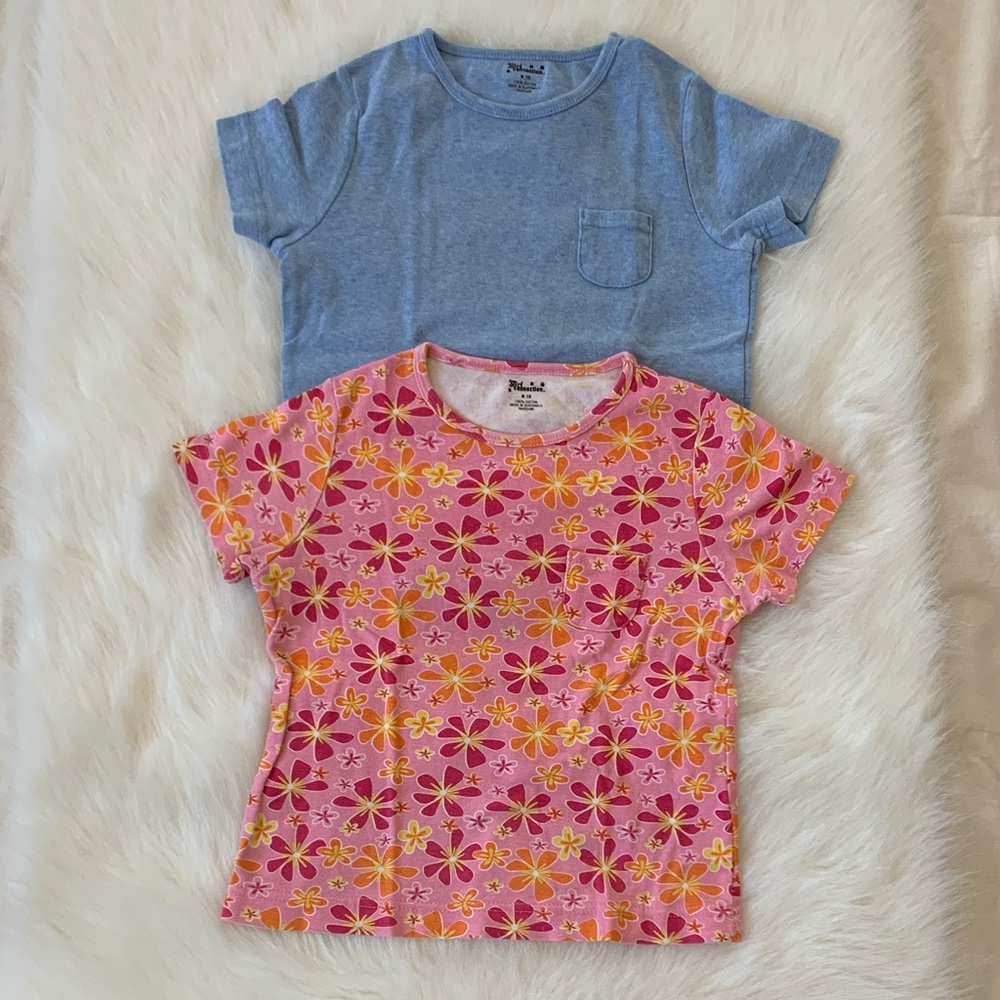 Floral Pink and Classic Blue Kids Tees